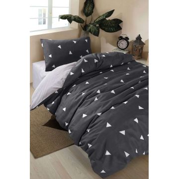 Lenjerie de pat pentru o persoana (FR), 2 piese, L'essentiel Maison, Geometrik, Gri