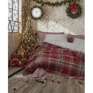 Lenjerie de pat pentru o persoana (FR), 2 piese, L'essentiel Maison, Pledd, Rosu claret