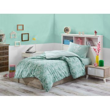 Lenjerie de pat pentru o persoana (FR), 2 piese, L'essentiel Maison, Pure, Sea Green / White