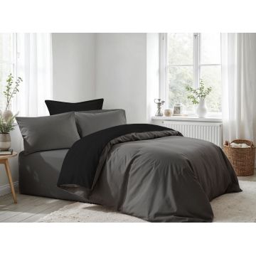 Lenjerie de pat pentru o persoana (FR), L'essentiel Maison, Anthracite, Negru, Antracit / Negru
