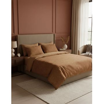 Lenjerie de pat pentru o persoana (FR), L'essentiel Maison, Dawn Kombin, Cupru/Negru