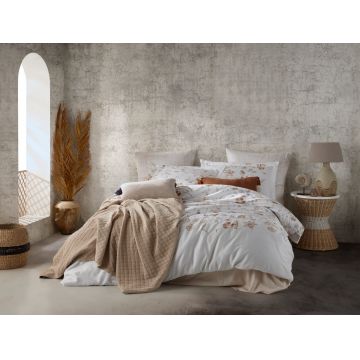 Lenjerie de pat pentru o persoana (FR), L'essentiel Maison, Rosebella, Alb / Bej