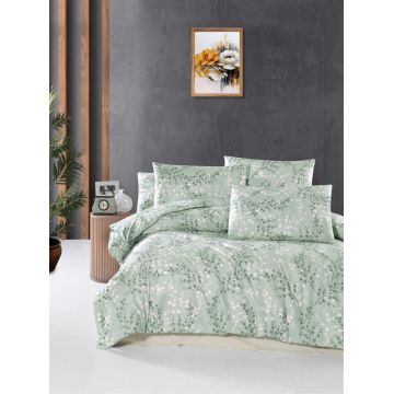 Lenjerie de pat pentru o persoana Single XL (DE), L'essentiel Maison, Marfa, Verde/Alb