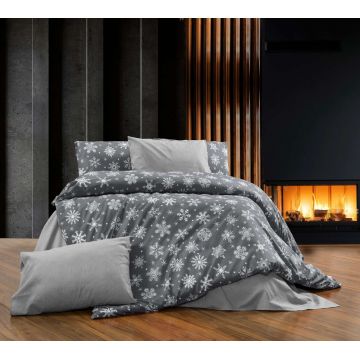 Lenjerie de pat pentru o persoana Single XXL (DE), 2 piese, L'essentiel Maison, Chr-Coverset-5, Alb/Gri