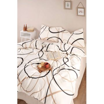 Lenjerie de pat pentru o persoana Single XXL (DE), 2 piese, L'essentiel Maison, LineRondom, Crem