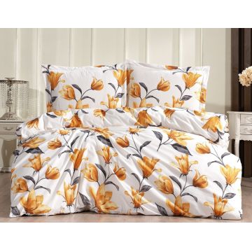 Lenjerie de pat pentru o persoana Single XXL (DE), L'essentiel Maison, Crocus, Alb / Galben / Negru