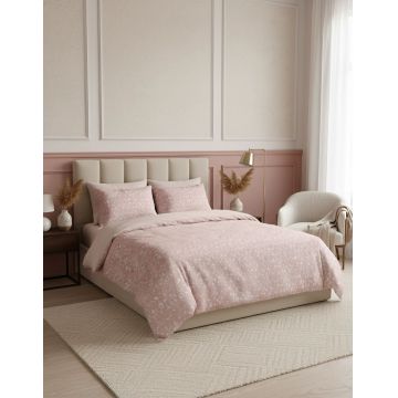 Lenjerie de pat pentru o persoana Single XXL (DE), L'essentiel Maison, Emma Kombin, Somon/Alb