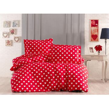 Lenjerie de pat pentru o persoana Single XXL (DE), L'essentiel Maison, Kalpler, Alb/Rosu