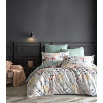 Lenjerie de pat pentru o persoana Single XXL (DE), L'essentiel Maison, Lily, Alb / Mentă / Galben / Roz