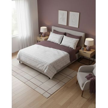 Lenjerie de pat pentru o persoana Single XXL (DE), L'essentiel Maison, Maro Kombin, Roz Pădure / Alb / Mov / Maro