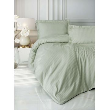 Lenjerie de pat pentru o persoana Single XXL (DE), L'essentiel Maison, Stripe, Salvie