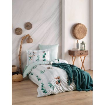 Lenjerie de pat pentru o persoana Single XXL (DE), L'essentiel Maison, Vicanze, Verde/Alb