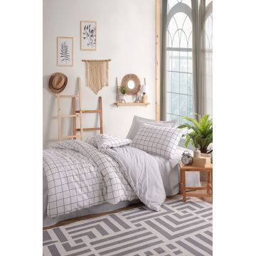 Set lenjerie de pat pentru o persoana Single XL (DE), 2 piese, L'essentiel Maison, Artus, Gri/Alb