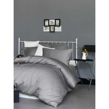 Cearceaf de pat cu elastic Satin King (FR) (IT) (ES) (DE), L'essentiel Maison, De Dark Grey, Gri inchis