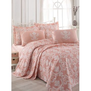 Cuvertura pique dubla King (EU) (FR), L'essentiel Maison, Pure, Bumbac, Pulbere / Alb