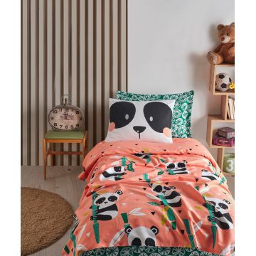 Cuvertura pique Single (FR), L'essentiel Maison, Panida, Bumbac, Roz / Verde / Negru / Alb