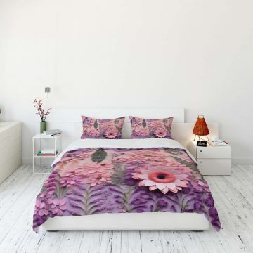 Lenjerie de pat dubla (DE), 3 piese, L'essentiel Maison, FLW_DVT25-32, Multicolor