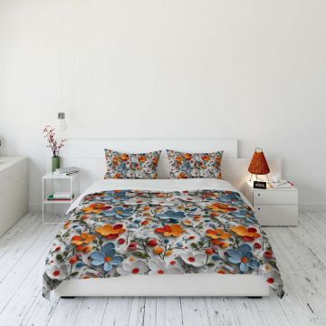 Lenjerie de pat dubla King (FR), 3 piese, L'essentiel Maison, FLW_DVT25-23, Multicolor