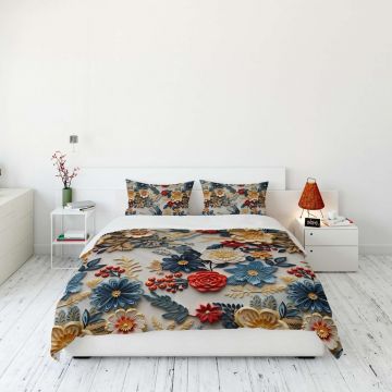 Lenjerie de pat dubla King (FR), 3 piese, L'essentiel Maison, FLW_DVT25-24, Multicolor