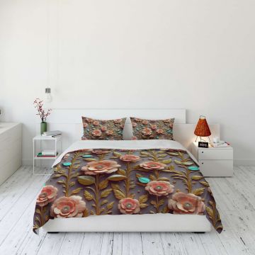 Lenjerie de pat dubla King (FR), 3 piese, L'essentiel Maison, FLW_DVT25-28, Multicolor