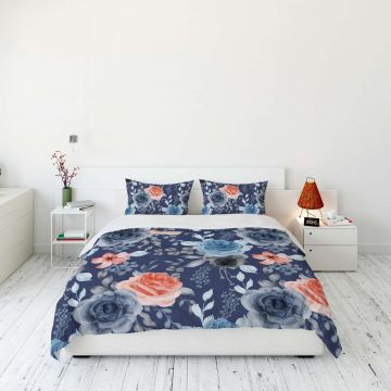 Lenjerie de pat dubla King (FR), 3 piese, L'essentiel Maison, FLW_DVT25-9, Multicolor