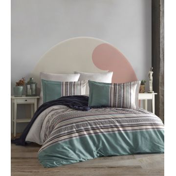 Lenjerie de pat dubla King (FR), L'essentiel Maison, Ash, Verde / Alb / Maro / Bej
