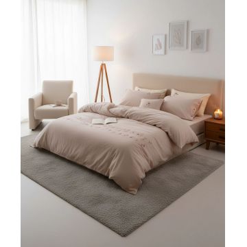 Lenjerie de pat dubla King (FR), L'essentiel Maison, Brise Printaniere, Roz prafuit