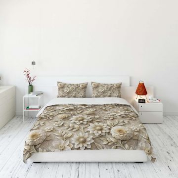 Lenjerie de pat dubla Super King (EU) (IT), 3 piese, L'essentiel Maison, FLW_DVT25-1, Multicolor