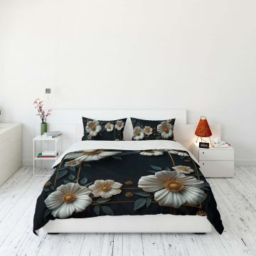 Lenjerie de pat dubla Super King (EU) (IT), 3 piese, L'essentiel Maison, FLW_DVT25-22, Multicolor