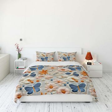 Lenjerie de pat dubla Super King (FR), 3 piese, L'essentiel Maison, FLW_DVT25-12, Multicolor