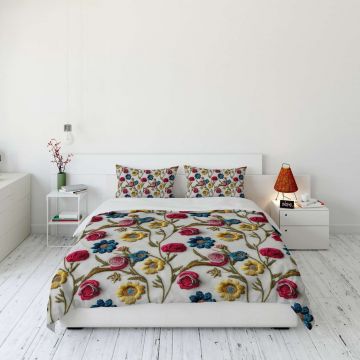 Lenjerie de pat dubla Super King (FR), 3 piese, L'essentiel Maison, FLW_DVT25-17, Multicolor