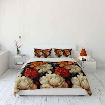 Lenjerie de pat dubla Super King (FR), 3 piese, L'essentiel Maison, FLW_DVT25-27, Multicolor