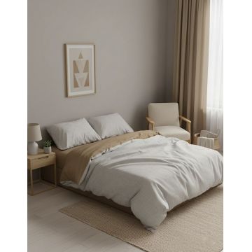 Lenjerie de pat dubla Super King (FR), L'essentiel Maison, Moil Kombin, Bej