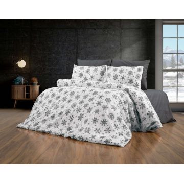 Lenjerie de pat pentru o persoana (DE), 2 piese, L'essentiel Maison, Chr-Coverset-3, Alb/Gri