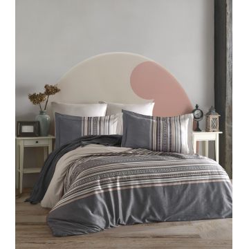 Lenjerie de pat pentru o persoana (FR), L'essentiel Maison, Ash, Gri / Alb / Maro / Bej