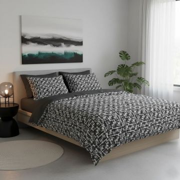 Lenjerie de pat pentru o persoana (FR), L'essentiel Maison, Hilaris Kombin, Antracit