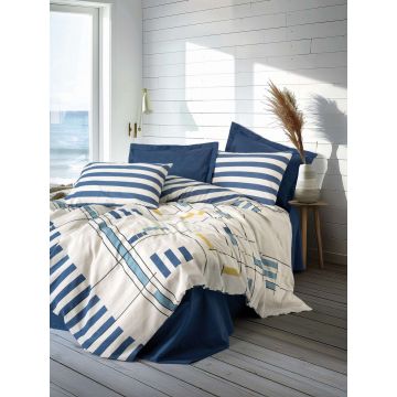 Lenjerie de pat pentru o persoana Single XXL (DE), L'essentiel Maison, Lunox, Albastru inchis