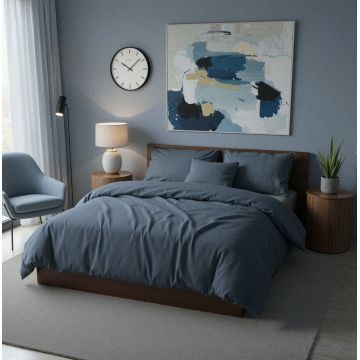 Lenjerie de pat pentru o persoana Single XXL (DE), L'essentiel Maison, Nitsa Kombin, Albastru inchis