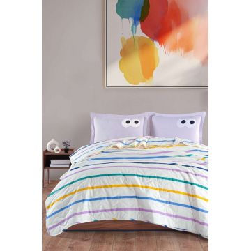 Set cuvertura matlasata dubla King (FR), 3 piese, L'essentiel Maison, Funny, 65% bumbac/35% poliester, Lila