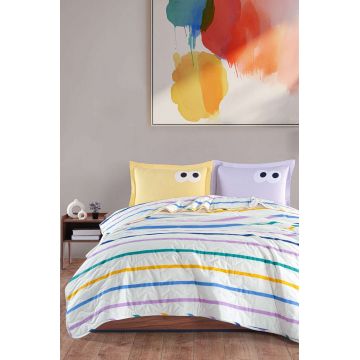 Set cuvertura matlasata dubla King (FR), 3 piese, L'essentiel Maison, Funny, Galben / Liliac