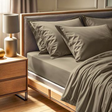 Cearceaf de pat cu elastic Ranforce Double XL (FR) (IT) (ES) (DE), L'essentiel Maison, Tonne Verte, Bej