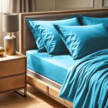 Cearceaf de pat cu elastic Ranforce King (FR) (IT) (ES) (DE), L'essentiel Maison, Tonne Bleue, Turcoaz