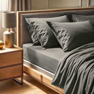 Cearceaf de pat cu elastic Ranforce Single (FR) (IT) (ES) (DE), L'essentiel Maison, Tonne Verte, Gri inchis