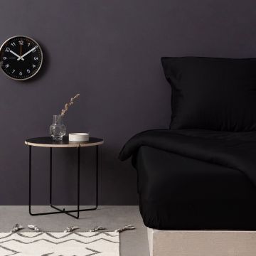 Cearceaf de pat cu elastic Satin Super King (FR) (IT) (ES) DE), L'essentiel Maison, De Black, Negru