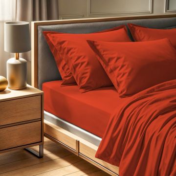 Cearceaf de pat Ranforce Single, L'essentiel Maison, Tonne Mixte, Caramiziu