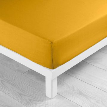 Cearceaf galben din bumbac cu elastic 160x200 cm Lina – douceur d'intérieur