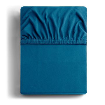 Cearceaf petrol din jerseu cu elastic 120x200 cm Amber – Restilo