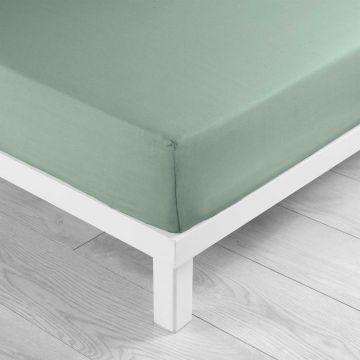 Cearceaf verde din bumbac cu elastic 90x190 cm Lina – douceur d'intérieur