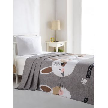 Cuvertura pique Single, L'essentiel Maison, Tavşancık, Grey / Brown / Beige / Black / Pink