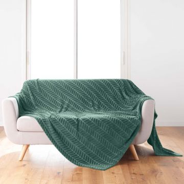 Cuvertură verde din microflanel 180x220 cm Arya – douceur d'intérieur